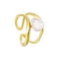 wholesale S925 Sterling Silver 838 Niche Minimalist Baroque Pearl Double-Layer Irregular Hollow-Out Ring for Women-0-4