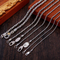 wholesale Sterling Silver Antique-finished Twisted Rope Chain With Six-syllable Mantra Pendant, Unisex-1.8MM 50cm
