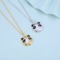 wholesale S925 Sterling Silver White Mother-of-Pearl Little Panda Necklace for Women, Small-scale Design Mascot, Lovely Cartoon Collarbone Jewelry-0-2