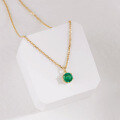 wholesale 10K Gold Japanese Retro Style Emerald Necklace, Versatile for Daily Wear, Wholesale from Jewelry Manufacturer-0-1