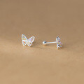 wholesale S925 Sterling Silver Colorful Diamond Butterfly Ear Studs Korean Version Sweet and Simple Personality Elegant Women's Ear Jewelry M02165-0-1