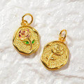 wholesale [] S925 Sterling Silver Gold Plated Enamel Rose Pendant for Beading Necklace DIY Accessories-0-2