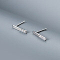 wholesale S925 Silver Nalan One-word Diamond Inlaid Ear Studs, Korean Style Mini Basic Geometric Long Bar Earrings G8054-0-2