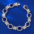 wholesale Metal Material: 925 Silver, New Style Simulated Sapphire 6*8mm Oval Royal Blue Bracelet, Daily Classic Live Streaming Best Seller-0-0