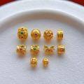 wholesale Metal: 925 ancient method silver gold-plated pure silver Jewelry components: flower ball, four-petal flower, fret bead, bow knot, cabbage spacer bead, barrel bead DIY-0-3