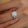 PT950 Plated S925 Silver 1ct Moissanite Square Halo Prong Ring Cross-border Dropshipping-0-1