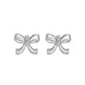 wholesale S925 Sterling Silver Korean Japanese Style Bow Earrings Women, Minimalist Dainty Accessories Versatile Earrings-0-4