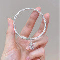 wholesale [999 Solid Silver] Lotus Bamboo Bracelet New Chinese Style Peace Pendant Young Model Rising Higher Openable Pure Silver Bracelet-0-0
