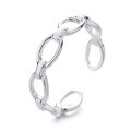 wholesale S925 sterling silver irregular Korean-style hollow thin chain open ring, ins minimalist versatile women's finger ring-0-4