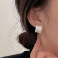 wholesale S925 Sterling Silver Matte Brushed Square Earrings for Women, Minimalist Geometric Personality Simple Stud Earrings-0-4