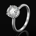 wholesale S925 Sterling Silver 2ct Ring for Women, European and American Minimalist Style 8mm Zirconia Simulated Diamond Engagement Ring Band-0-5