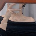 wholesale S925 Sterling Silver Korean Minimalist Pearl Necklace and Bracelet Set for Women, Fairy-like Sweet Jewelry Two-Piece Set-0-3