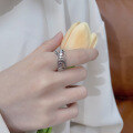 wholesale S925 Sterling Silver Korean-style Geometric Openwork Love Heart Line Crossover Minimalist Ring-0-3