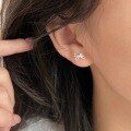 wholesale Metal minimalist bow ear studs for women, small and fashionable, delicate earrings, fresh and-0-4