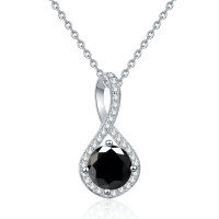 S925 Silver Moissanite Infinity Pendant Necklace-2-carat black moissanite