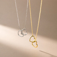 wholesale S925 Sterling Silver Korean Style Simple Hollow-Out Heart Polished Heart-Clasp Lady Collarbone Necklace D8051-S925 silver necklace silver model 925 silver