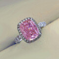 wholesale 925 Silver New Pink 8*10 Fat Rectangular Sparkling Ice-Cut Pigeon Egg Style Women's Ring-0-2
