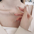 wholesale S925 sterling silver Korean-style creative resin candy-colored embellished necklace, fashionable and elegant luxury wind collarbone chain for women-0-1