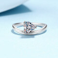 wholesale S925 Sterling Silver Versatile Cute Sweet Style Girlfriend Gift Heart-Shaped Moissanite Ring-0-6