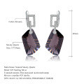 wholesale S925 Silver luxurious high-end natural smoky quartz earrings with a fashionable design, irregularly shaped large carat natural gemstone earrings-0-6