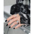 wholesale S925 Sterling Silver Korean Version Ins Small Design Textured Irregular Zircon Ring-0-2