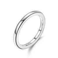 wholesale S925 sterling silver white gold-plated minimalist plain ring, factory direct supply in stock, fashionable and elegant-Smooth plain ring US size 8