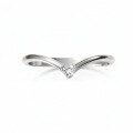 Metal Rhodium-Plated Sterling Silver Moissanite V-Shape Stackable Geometric Ring Set-0-8