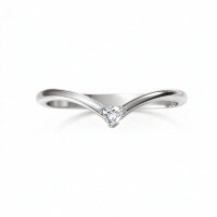 Metal Rhodium-Plated Sterling Silver Moissanite V-Shape Stackable Geometric Ring Set-One white gold V-shaped single diamond  US size 8