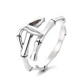 wholesale S925 sterling silver bamboo joint and leaf open ring, small and unique design, fresh and sweet pastoral style, women's index finger ring-0-4