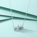 wholesale 925 Sterling Silver Full Diamond Zircon Princess Tiara Necklace for Women, Luxury European and American Fashion Collarbone Chain-0-1