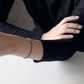 wholesale S925 Sterling Silver SA186 Korean Style INS Retro Minimalist Round and Flat Beaded Chain Bracelet for Women Student Silver Jewelry-0-3