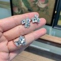wholesale S925 Sterling Silver New Chinese Style 3D Brushed Blue Hydrangea Flower Ring and Earrings Set, Minimalist National Wind Design Jewelry-0-3