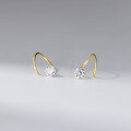 wholesale S925 Sterling Silver Fresh and Sweet Style Design Minimalist Single Diamond Twisted Spiral Ear Hook M06407-0-2