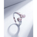wholesale S925 Sterling Silver Freshwater Pearl Ring for Women, Small and Minimalist Design, Adjustable Luxury Statement Ring for Summer-0-0