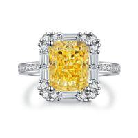 wholesale S925 Sterling Silver Lavender Ice Flower Cut Ring with Light Purple 8A Radiant Cut Zirconia-Yellow Diamond-CBJZ222 6