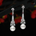 wholesale 925 Silver Chinese Style Round Half-Hole White 10mm Shell Pearl Earrings for Women, Same as Live Stream by Shipei Jewelry-0-0
