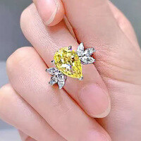 wholesale S925 silver jewelry new 8*12 radiant high-carbon diamond unique design aesthetic ring-Yellow>No. 6