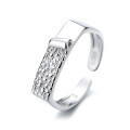 wholesale S925 Sterling Silver Irregular Foil Textured Open Ring, Minimalist, Niche, Retro, Versatile, Trendy Ring for Women-0-4
