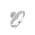Silver Moissanite Princess Crown Ring for Live Streaming Supply-0-2