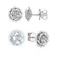 wholesale S925 Sterling Silver Cross-Border Rose Flower Earrings with Colorful Moissanite, Korean Style Luxury Colored Moissanite Stud Earrings-0-2