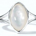 wholesale 925 Silver Electroplated White Gold Minimalist Geometric White Shell Ring for Women Wholesale, Japanese Retro Style-0-3