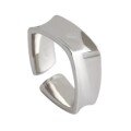 wholesale S925 Sterling Silver Korean-style Square Smooth Adjustable Open Ring for Women, Heavy Duty and Versatile-0-4