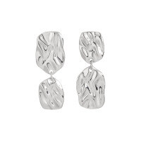 wholesale S925 sterling silver new small niche stylish ins asymmetrical textured ripple inlaid pearl convertible earrings-EB213/White Gold [with Silver Earrings]>925 Silver
