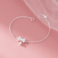 wholesale 999 Silver Fresh, Sweet, Ins-Style, Niche Design Exquisite Lily of the Valley Bow Necklace Y02052-0-3