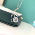 wholesale S925 Sterling Silver Swan Necklace for Women with 2ct Moissanite Fashion New Silver Jewelry Pendant Collarbone Chain Drop Shipping-0-0
