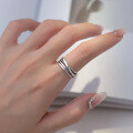 wholesale Sterling Silver S925, Thai Silver Irregular Multi-Layer Line Ring for Women, Ins Distressed Retro Style Trendy Hand Accessory R00992-0-1