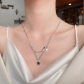 wholesale S925 Sterling Silver Pig Nose Enamel Star Tassel Necklace, Ins Niche Light Luxury Minimalist Style Accessory-0-0