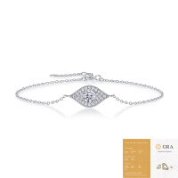 925 Sterling Silver Custom Simple Lady LOVE Bracelet with Moissanite, Non-Fading.-L13395 Moissanite 50 points (with GRA certificate)  925 Silver (16+5cm)