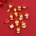 wholesale Metal material: Old gold Vietnamese sand gold KT cat cartoon bow tie KT cat pendant with large hole, lucky bead, DIY bracelet, leather cord accessory-0-2