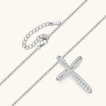 wholesale S925 Sterling Silver Cross Border New Snake Bone Cross Moissanite Necklace Luxury High-End Pendant Collarbone Chain-0-2